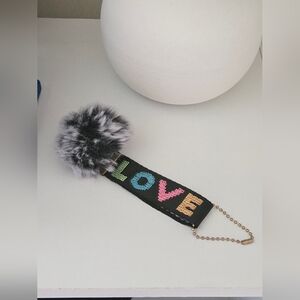 Colorful 'Love' Keychain with Faux Fur Pom FREE WITH PURCHASE
